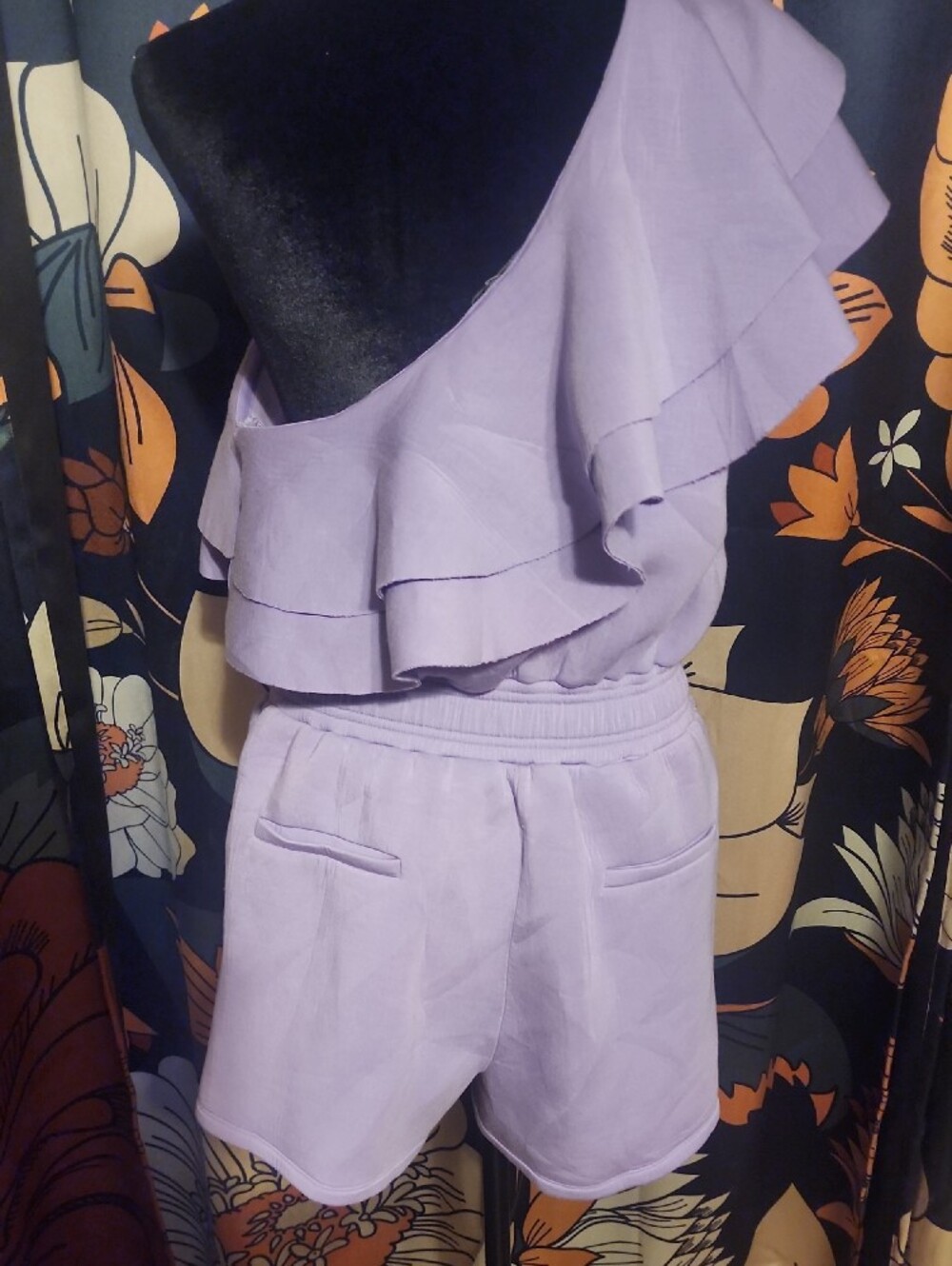 Endless Rose One-Shoulder Lilac Ruffle Romper - Picture 3 of 5